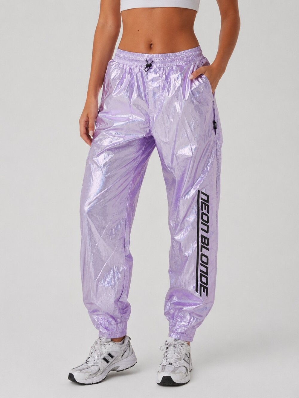 NEON BLONDE Metallic Lavender Track Joggers